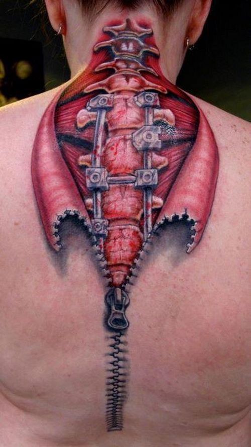 Red adorable zip tattoo
