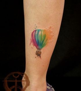 Red, blue, green colors balloon tattoo