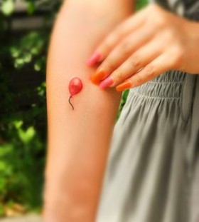 Red cute balloon tattoo