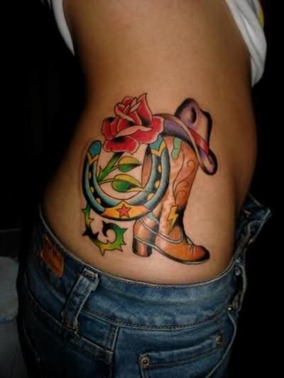 Red rose and cow tattoo