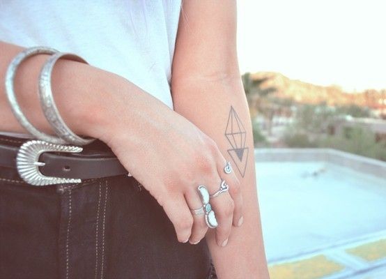 Simple crystal geometric arm tattoo