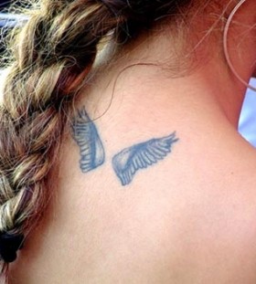Small lovely angel tattoo on shoulder