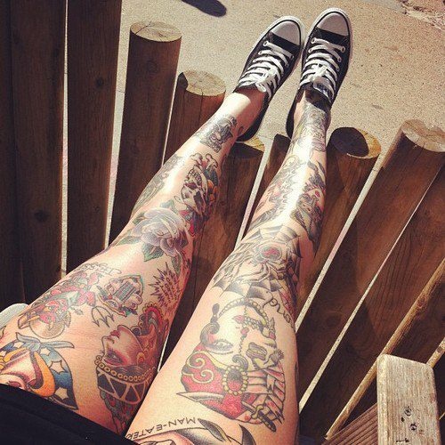 Black girls tattoos on legs