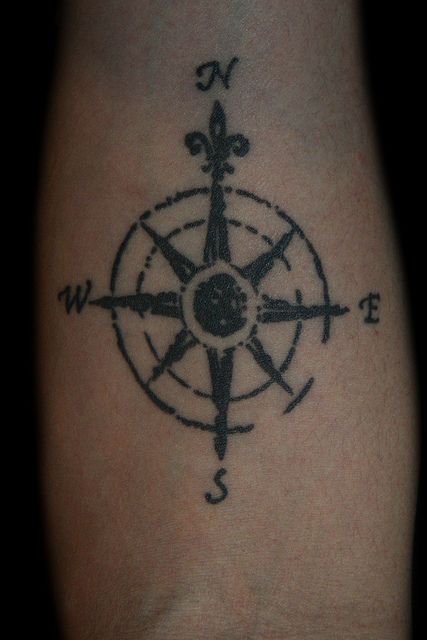 Blacks compass tattoos on arms