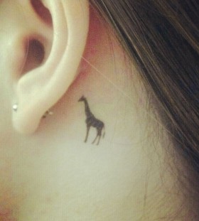 black giraffe tattoo near ear