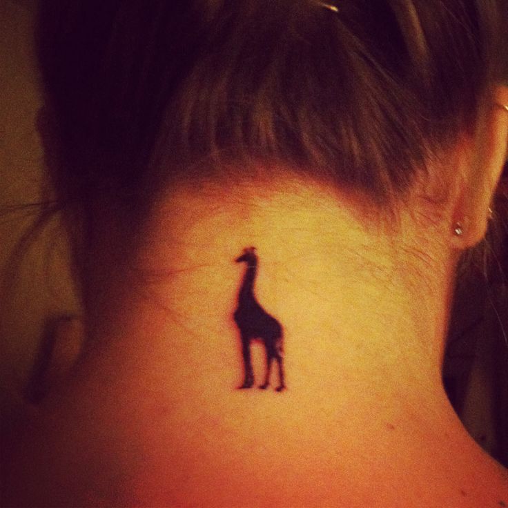 black giraffe tattoo on neck