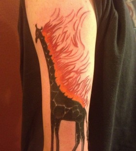 burning giraffe tattoo