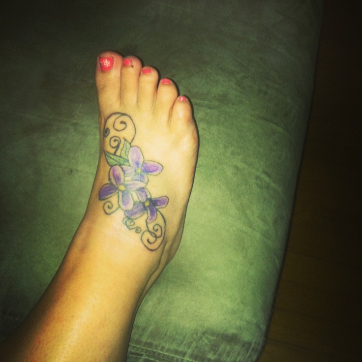 lilac tattoo on foot