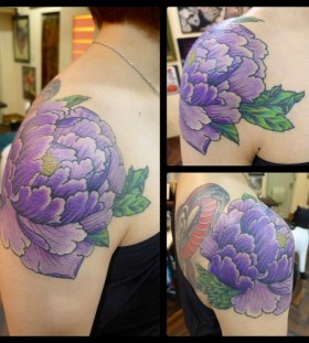 purple peony tattoo