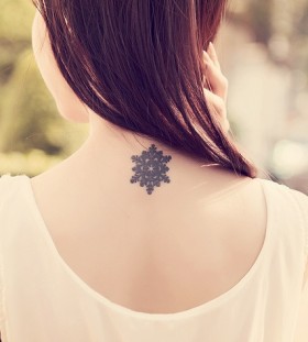 simple snowflake tattoo on neck