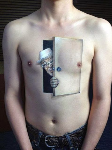 3D chest tattoo