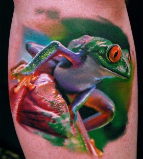 3D frog tattoo by Phil Garcia