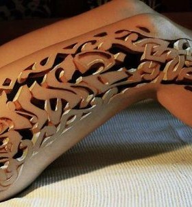 3D leg tattoo