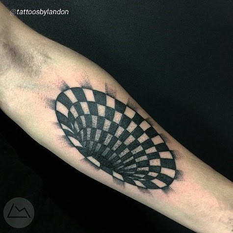 3D vortex on arm tattoo