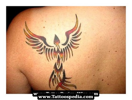Beautiful Fire Phoenix Tattoo Design