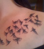 Cool Flying Birds Tattoo Design on Shoulder