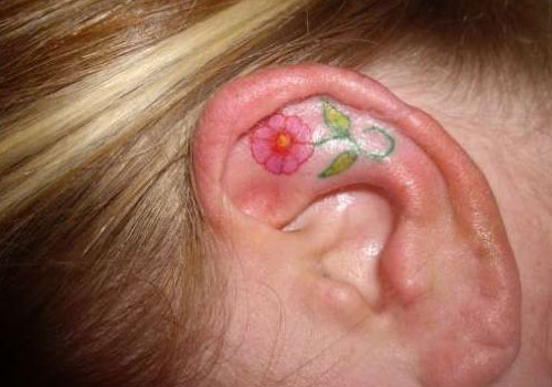 Small Flower Ear Tattoos