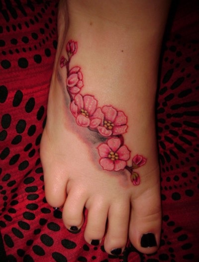 3d Flower Tattoo For Feet