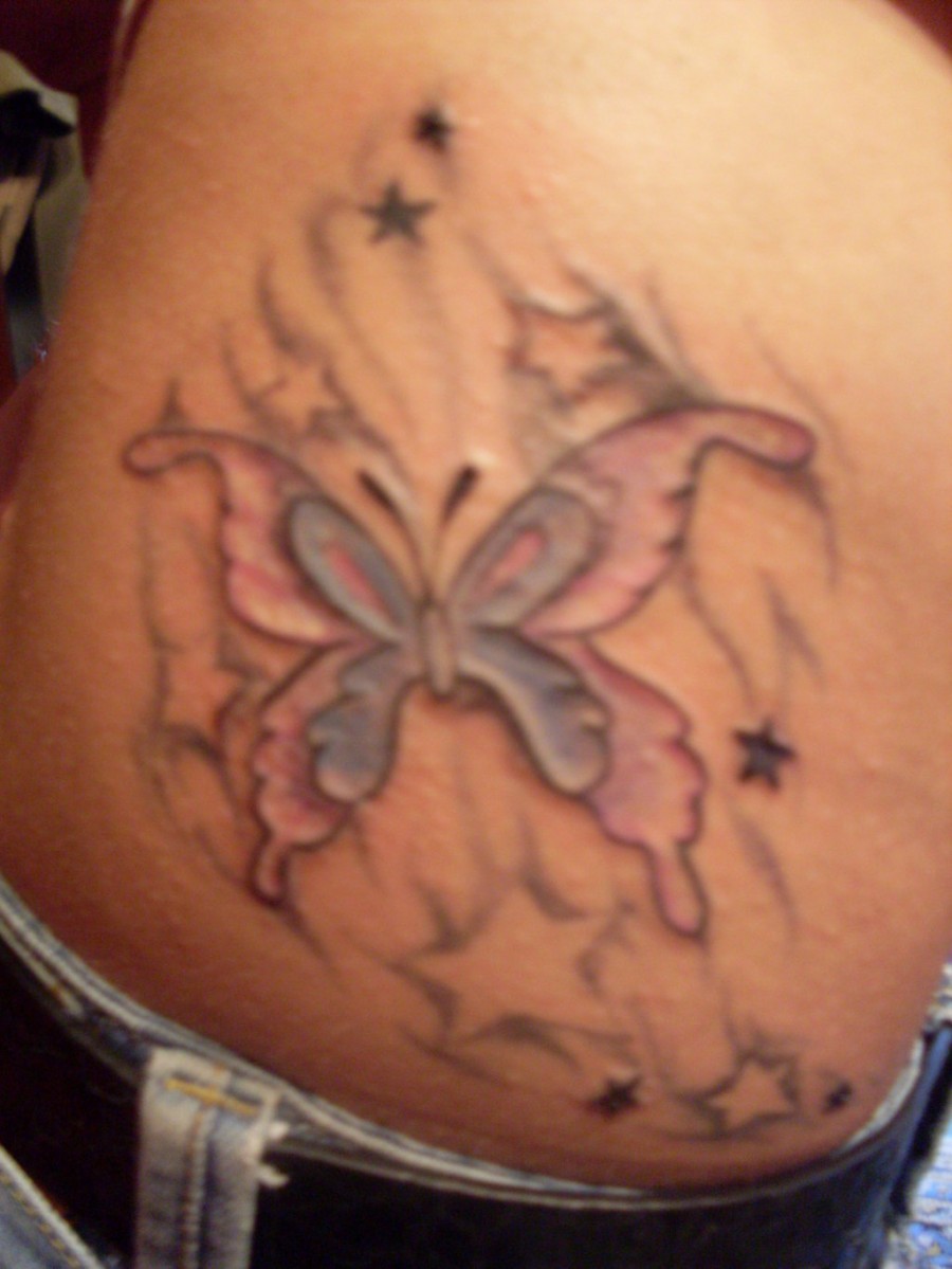 Lovely Butterfly Hip Tattoo Design