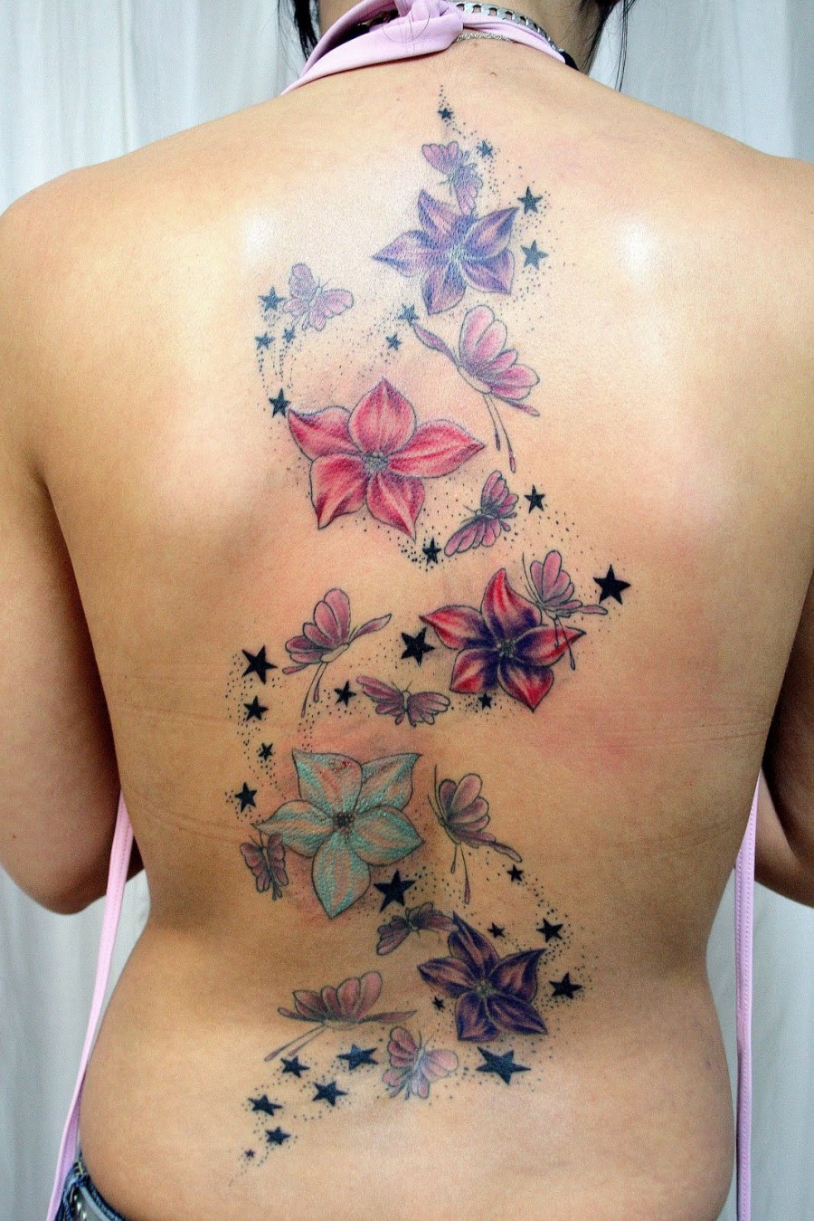 Butterfly and Flower Back Tattoos [NSFW]