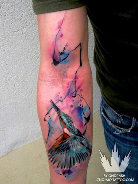 Adorable arm’s watercolor tattoo