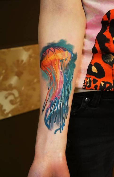 Adorable jellyfish arm tattoo