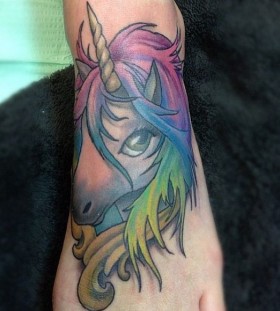 Adorable lovely unicorn tattoo