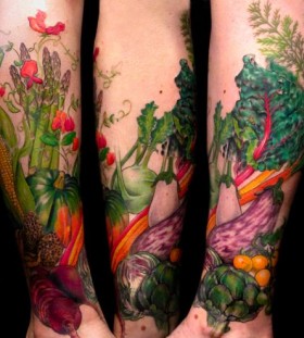 Adorable vegetable's fruit tattoo