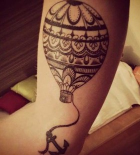 Air balloon with anchor tattoo