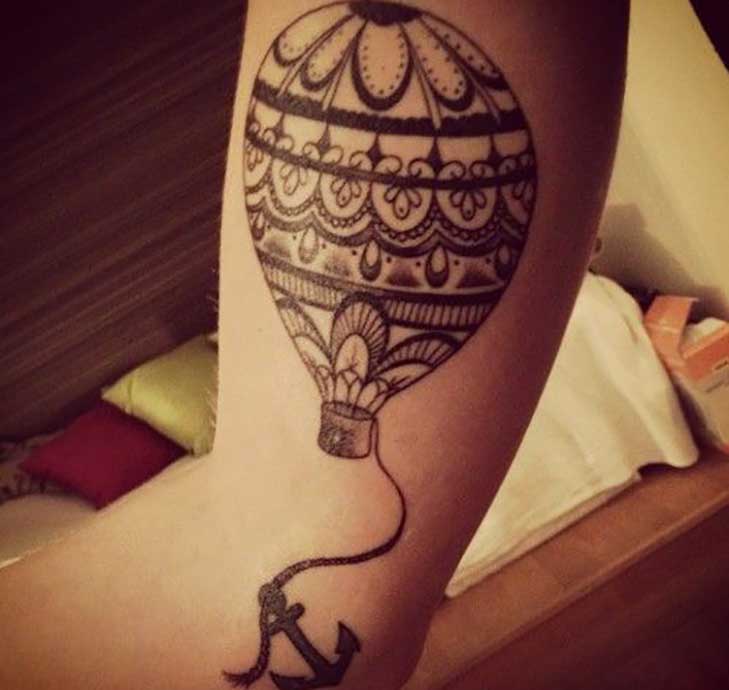 Air balloon with anchor tattoo