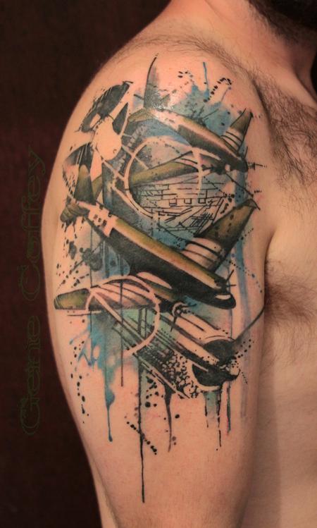 Airplanes arm tattoo design