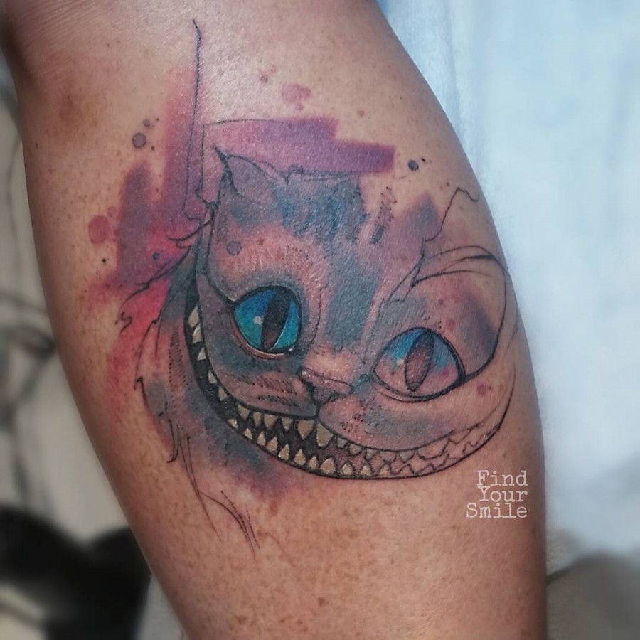 alice-cheshire-cat-watercolor-tattoo
