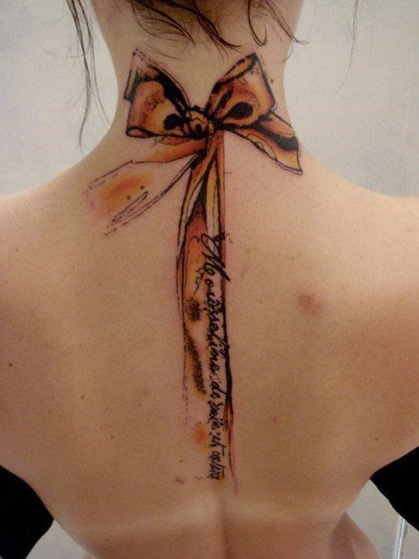 Amazing Bow Watercolor Tattoo