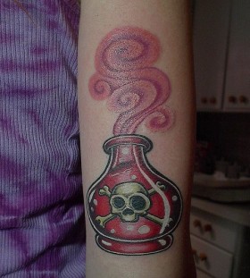 Amazing arm's bottle tattoo