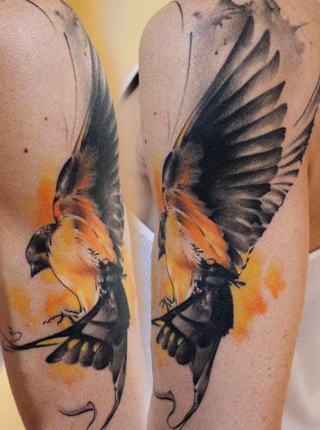 Amazing bird tattoo by Florian Karg