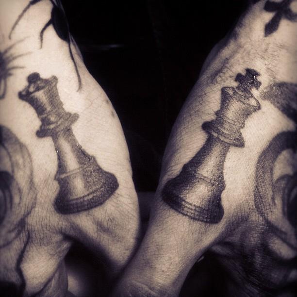 Amazing black chess tattoo