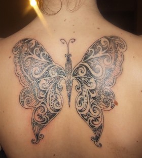 Amazing butterfly lace tattoo