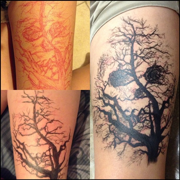 Amazing dead tree tattoo