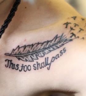 Amazing feather and birds tattoo