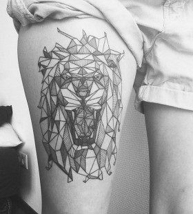 Amazing geometric lion tattoo