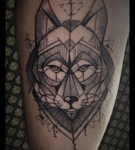 Amazing geometric wolf tattoo by Tyago Compiani