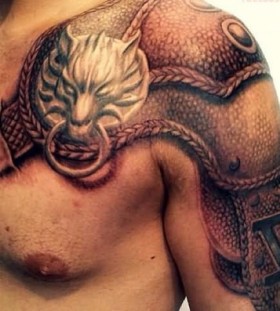 Amazing gladiator armour tattoo