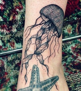 Amazing jellyfish tattoo by Rebecca Vincent