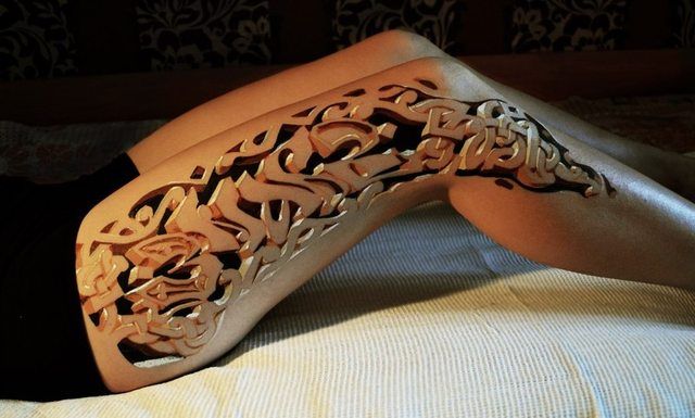 Amazing leg’s scary tattoo