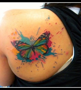 Amazing looking watercolor butterfly tattoo