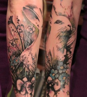 Amazing rabbit arm tattoo