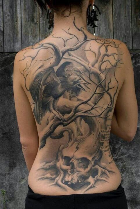 Amazing raven tattoos