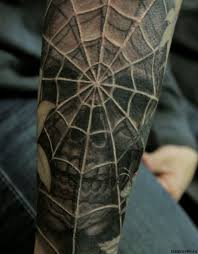 Amazing spider web and skull tattoo