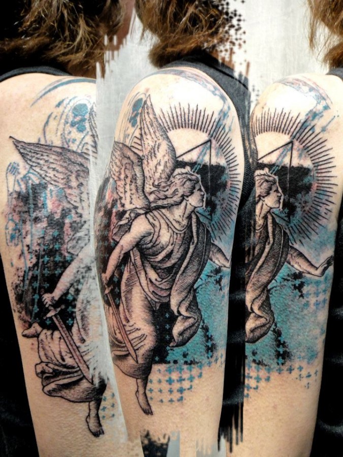 Angel arm tattoo by xoil