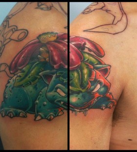 Angry pokemon shoulder tattoo